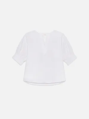 V-Neck Popover Top -- White