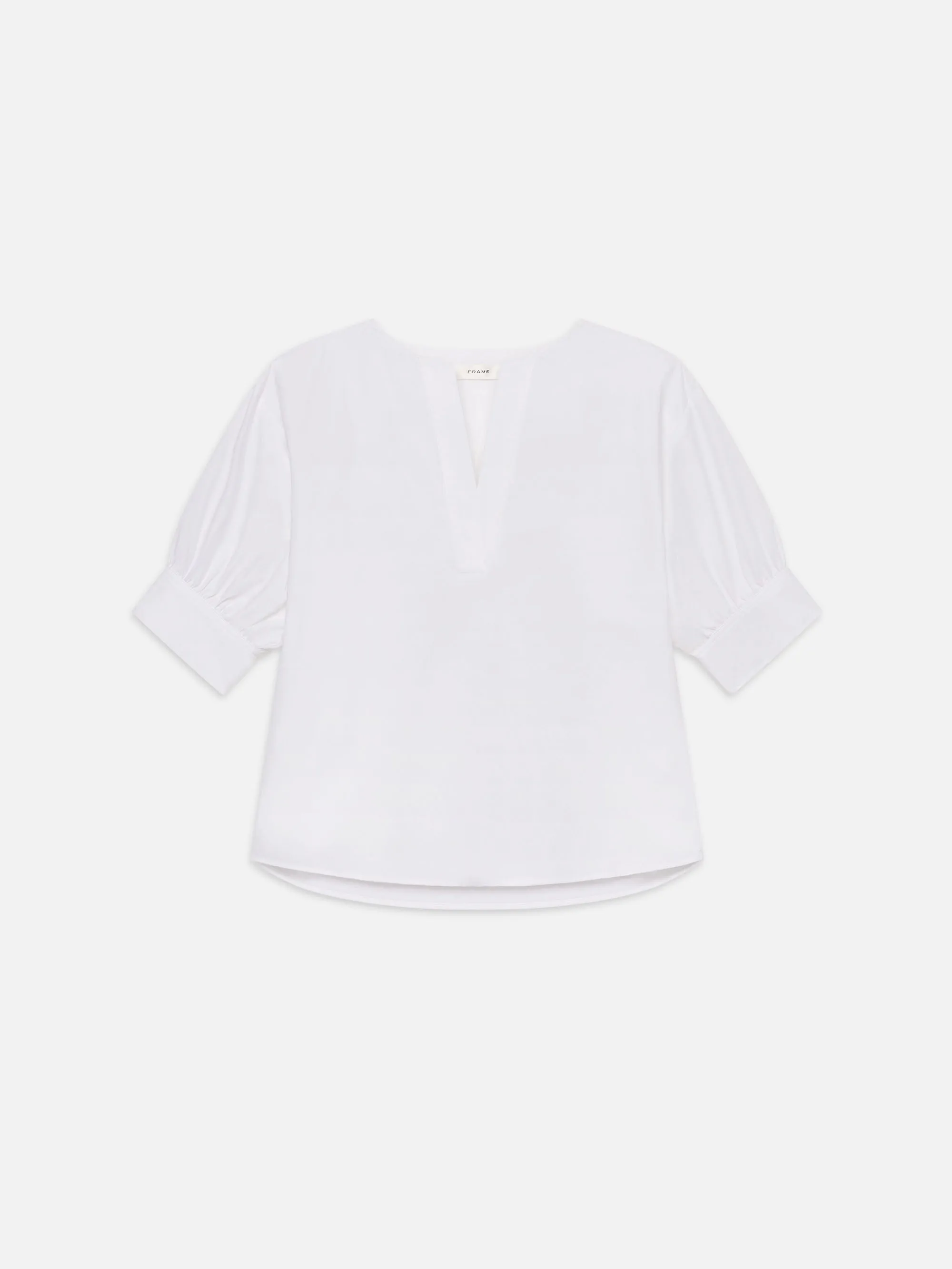 V-Neck Popover Top -- White