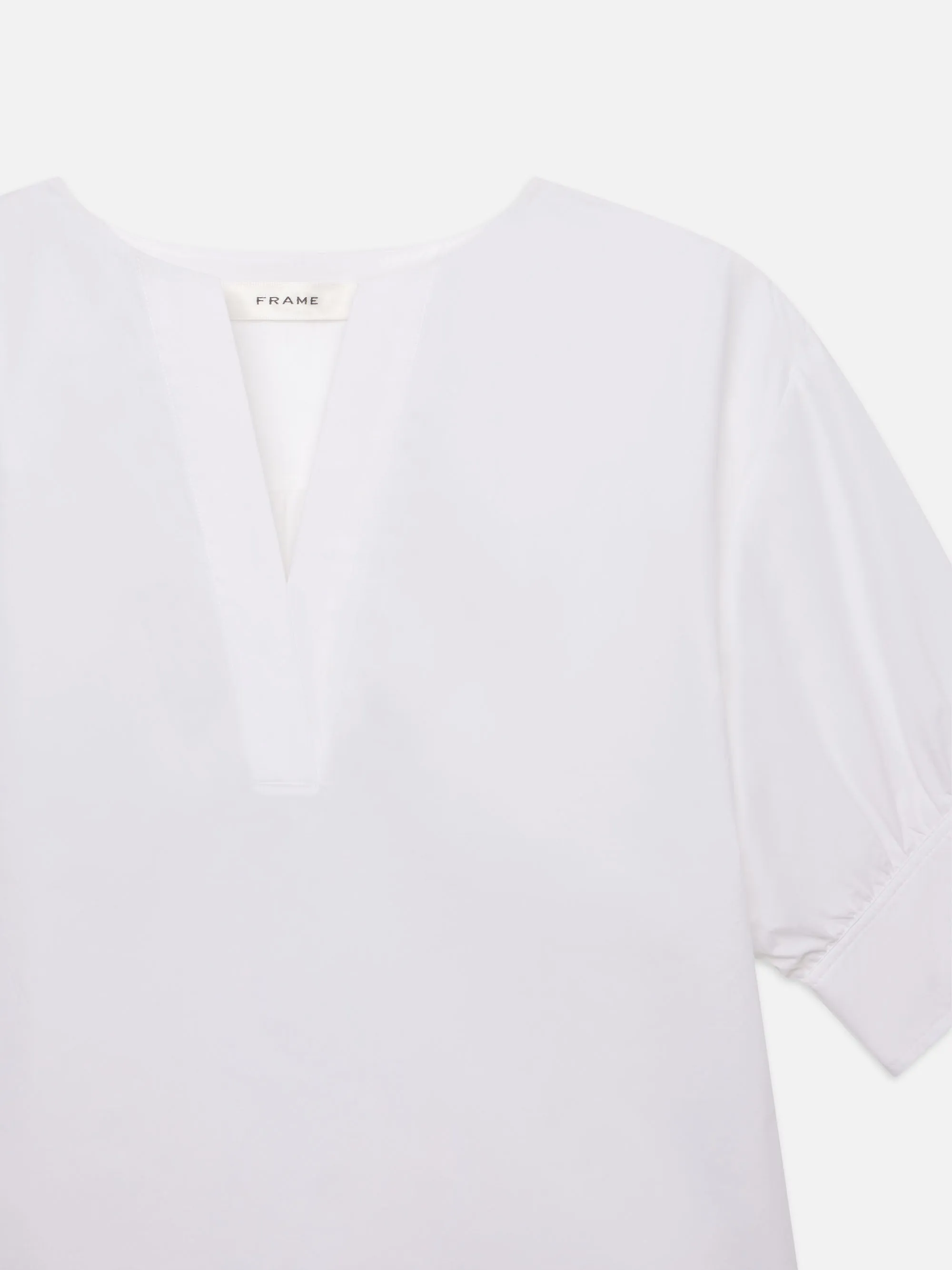 V-Neck Popover Top -- White