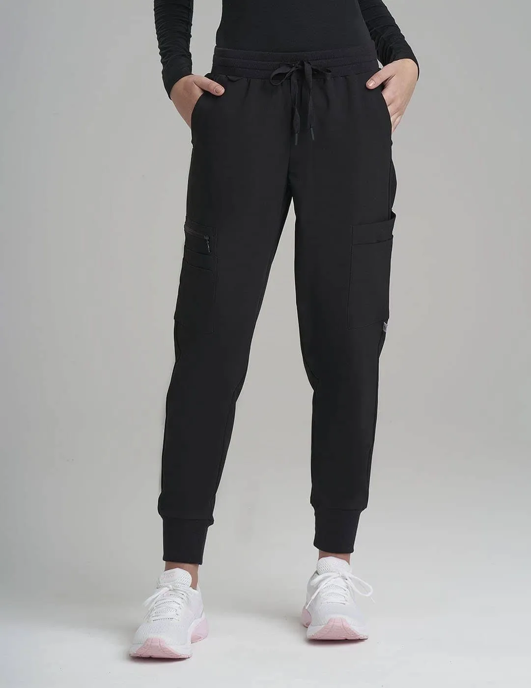 Womens 12-Pocket Scrub Jogger Pants - Black