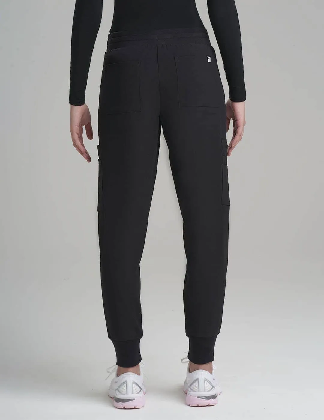 Womens 12-Pocket Scrub Jogger Pants - Black