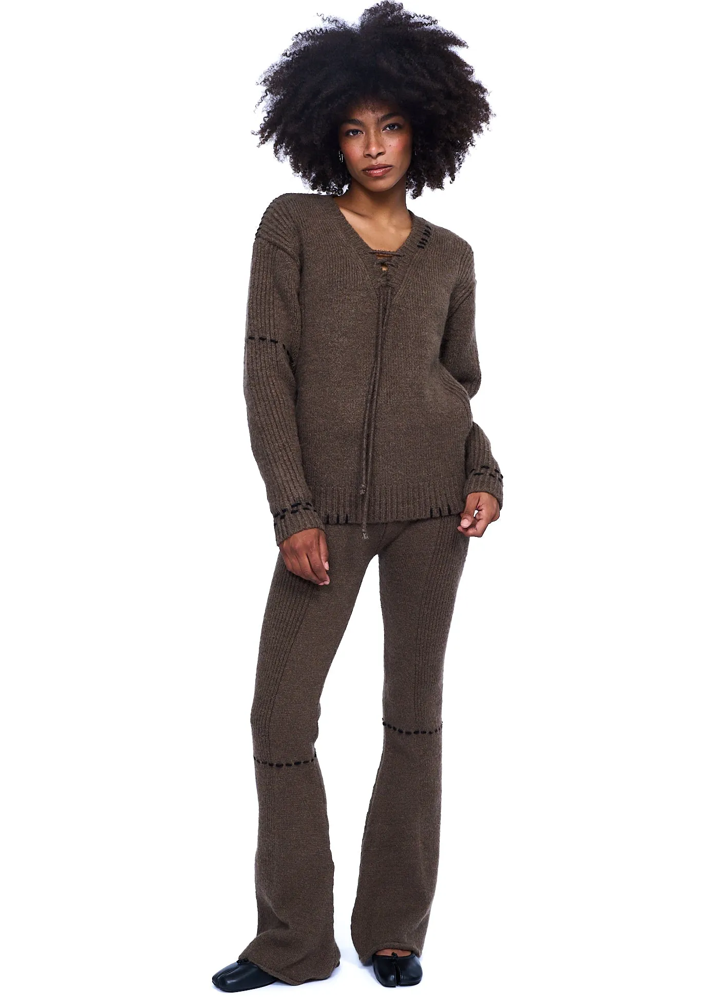 YUSE Stitch Alpaca V-neck Knit Top